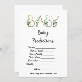 Niedliche Grünanlage Slogan Baby Shower Prediction Einladung