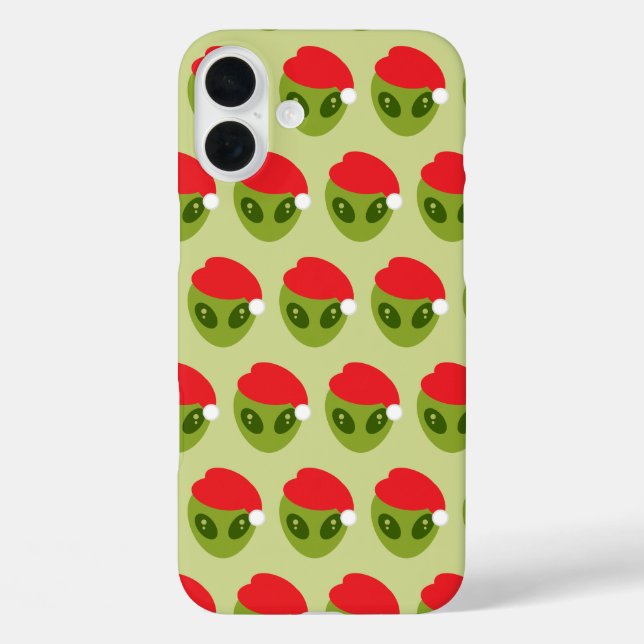 Niedliche grüne Alien in Weihnachtsmannmütze Muste Case-Mate iPhone Hülle (Rückseite)