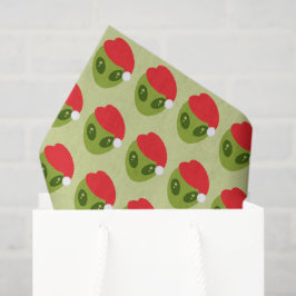 Niedliche grüne Alien in Weihnachtsmannmütze Muste Seidenpapier
