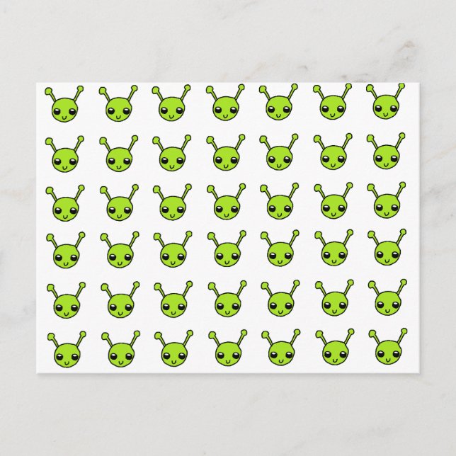 Niedliche grüne Außerirdischen Postkarte (Vorderseite)