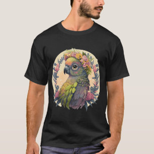 Niedliche Grüne Blume Conure Parrot Bird Crown P T-Shirt