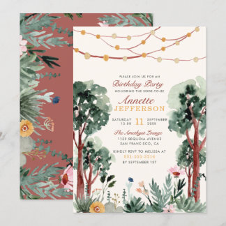 Niedliche Grüne Botanische Bäume Einzigartige Gebu Einladung