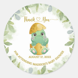 Niedliche grüne Dinosaurier Boys Kinderdusche Runder Aufkleber