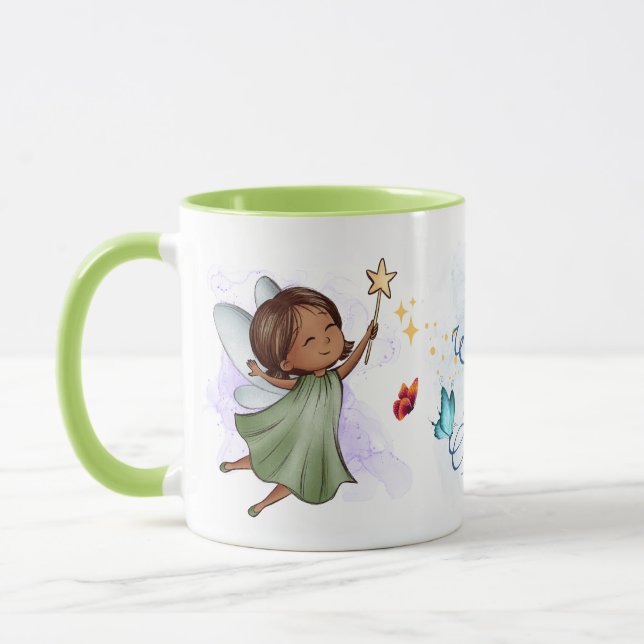 Niedliche grüne Fairy Alle Wünsche sind gegeben Tasse (Links)