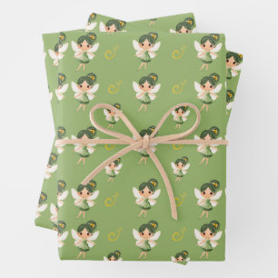 Niedliche grüne Fairy Geschenkpapier Set