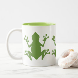 NIEDLICHE GRÜNE FROGS ILLUSTRATION MOTIF ZWEIFARBIGE TASSE