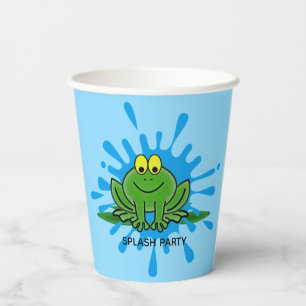 Niedliche grüne Frosch-Designpapiergruppen Pappbecher