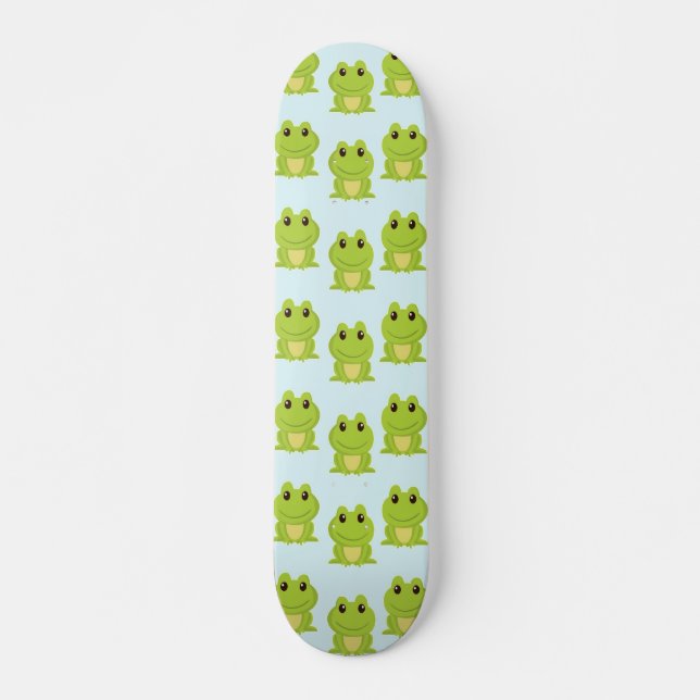 Niedliche grüne Frösche auf blau Skateboard (Vorne)