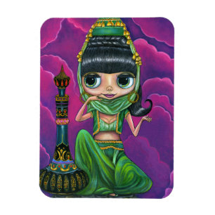 Niedliche grüne Genie Girl Big Eyes Puppen Magic F Magnet