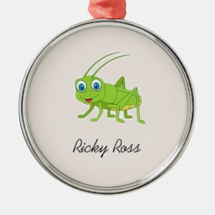 Niedliche grüne Heuschrecke lila Ornament Aus Metall