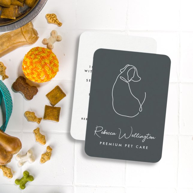 Niedliche grüne Hundelinie Zeichnend Hundehalterwa Visitenkarte (Von Creator hochgeladen)