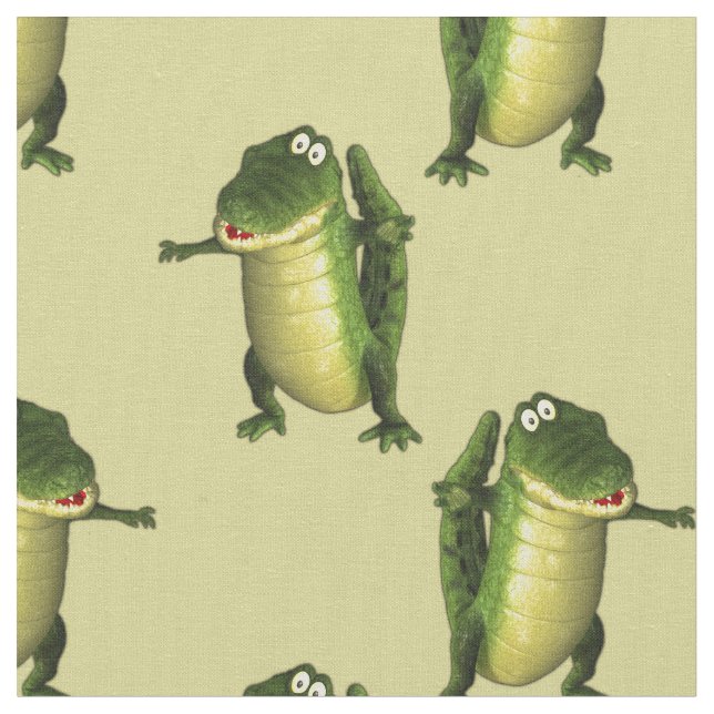 Niedliche grüne Krokodile Stoff (Nahaufnahme)