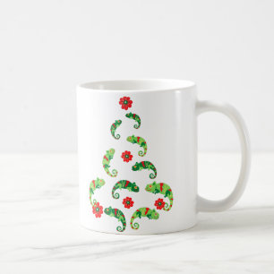 Niedliche grüne Lizards Weihnachtsbaum Kaffeetasse