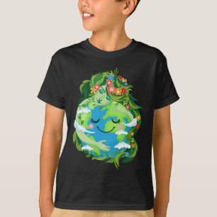 Niedliche Grüne Mutter Gaia Rettete Unser Planet E T-Shirt