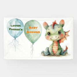 Niedliche grüne Orange Dragon Boy Babydusche Banner