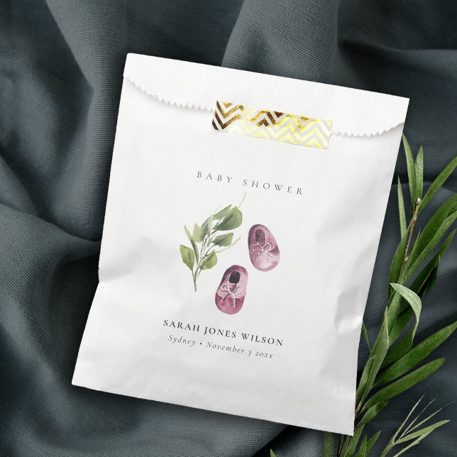 Niedliche grüne Pink Girl Shoes Foliage Baby Dusch Geschenktütchen (Von Creator hochgeladen)