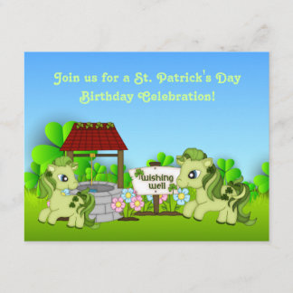 Niedliche grüne Ponies St Patrick's Day Horse Gebu Einladung