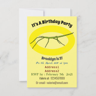 Niedliche grüne Stangen Insekten mit glücklichen G Einladung