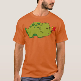Niedliche grüne Triceratops Dinosaurier mit wenig  T-Shirt