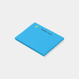 Niedliche, grüne und gelbe Fische auf blau Post-it Klebezettel