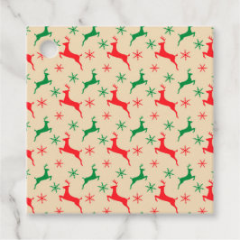 Niedliche Grüne und Rote Rentiere springen Geschenkanhänger