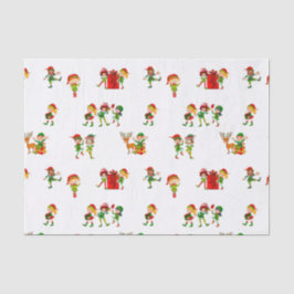 Niedliche Grüne Weihnachtselfen mit Geschenken Seidenpapier