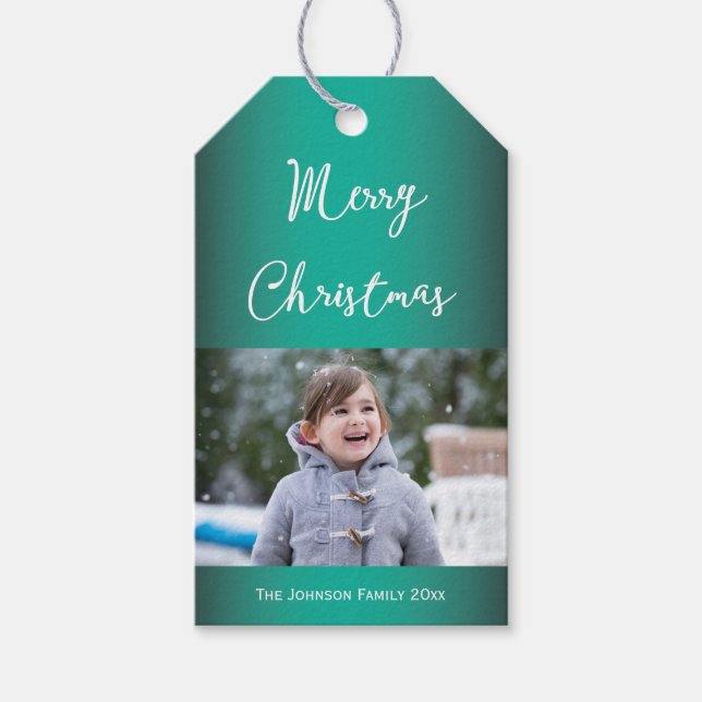 Niedliche Grüne Weihnachtsgrüße Geschenkmarken Geschenkanhänger (Vorderseite)