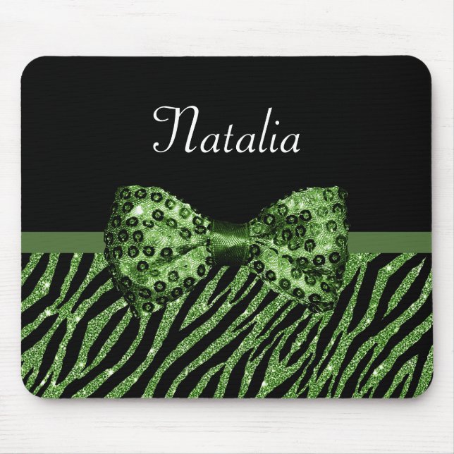 Niedliche grüne Zebra Print-IMITATE Glitz Bow mit  Mousepad (Vorne)