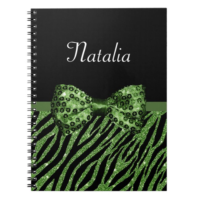Niedliche grüne Zebra Print-IMITATE Glitz Bow mit  Notizblock (Vorderseite)