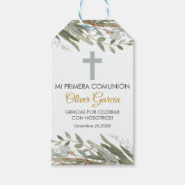 Niedliche Grünflächen-Blätter in Spanisch Erste Ko Geschenkanhänger