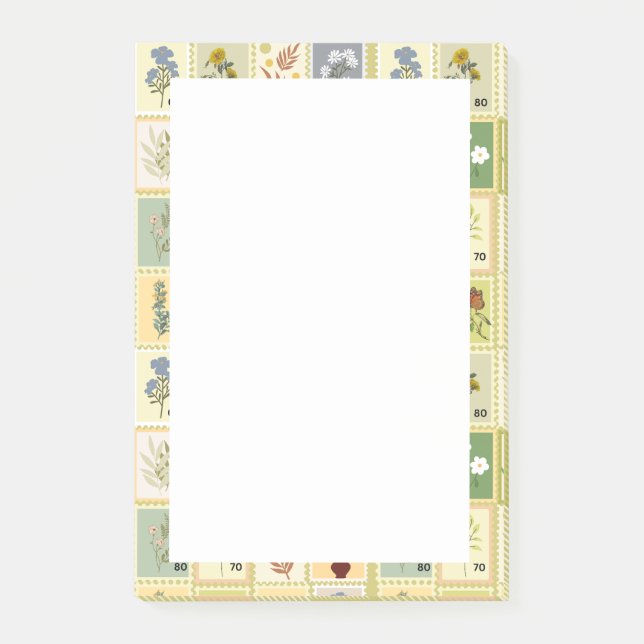 Niedliche Grünflächen Briefmarke Botanische Kunstw Post-it Klebezettel (Vorderseite)