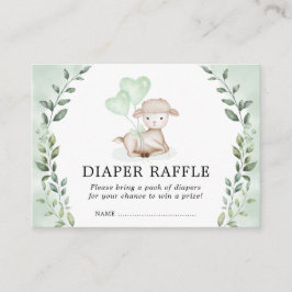 Niedliche Grünlamm Diaper Raffle Baby Sheep Dusche Begleitkarte