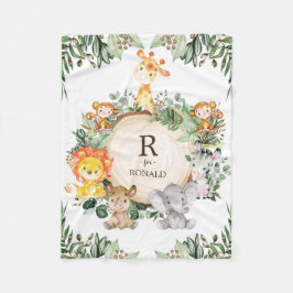 Niedliche Grünpflanzen Wild Jungle Safari Tiere Ki Fleecedecke