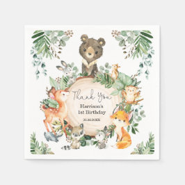 Niedliche Grünpflanzen Woodland Baby Wild Animals Serviette