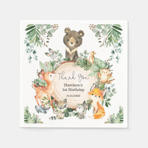 Niedliche Grünpflanzen Woodland Baby Wild Animals  Serviette