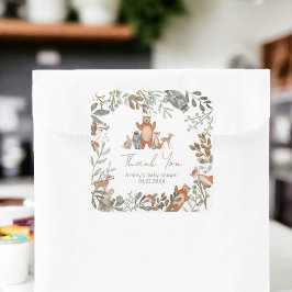 Niedliche Grünwaldtiere Waldtiere Wälder Babydusch Quadratischer Aufkleber