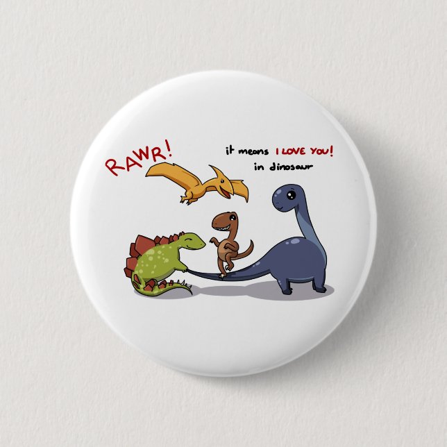 Niedliche Gruppe Dinosaurier Rawr bedeutet uns Button (Vorderseite)