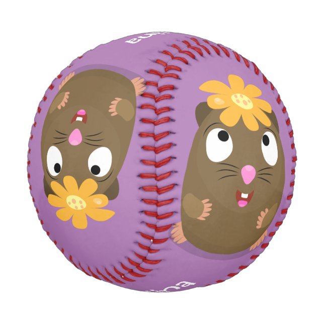 Niedliche Guinea Cartoon Baseball (Schrägansicht)