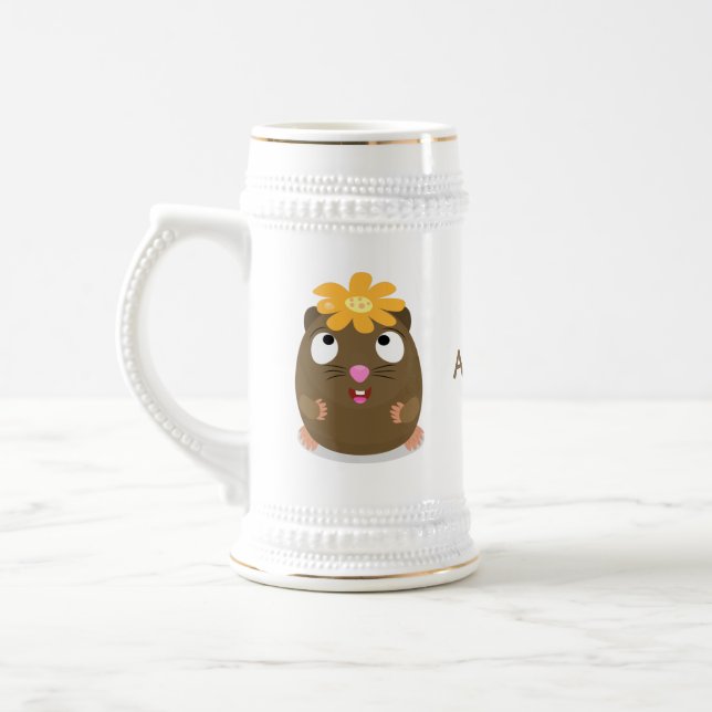 Niedliche Guinea Cartoon Bierglas (Links)