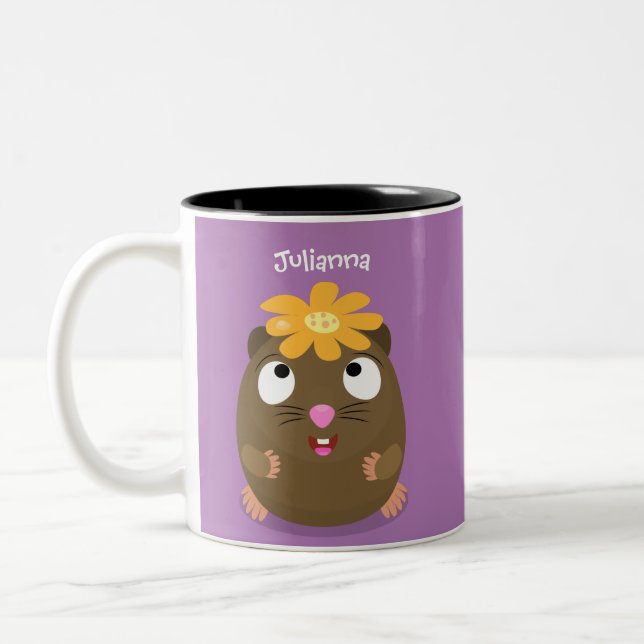 Niedliche Guinea Cartoon Zweifarbige Tasse (Links)