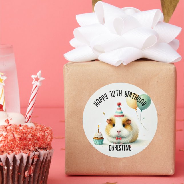 Niedliche Guinea Pig Birthday Party bevorzugt Runder Aufkleber (Party)