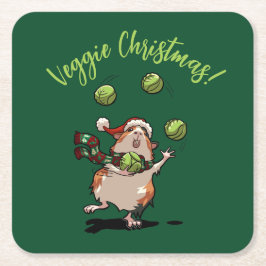 Niedliche Guinea Pig Veggie Weihnachten! Sprout Ju Rechteckiger Pappuntersetzer