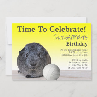 Niedliche Guinea Pig Volleyball Custom Geburtstags Einladung