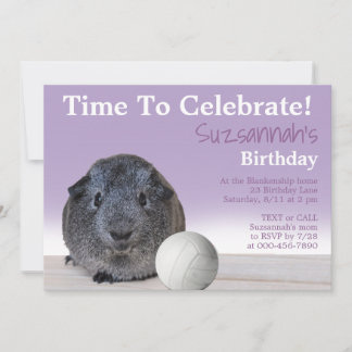 Niedliche Guinea Pig Volleyball Custom Geburtstags Einladung