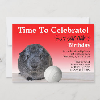 Niedliche Guinea Pig Volleyball Custom Geburtstags Einladung