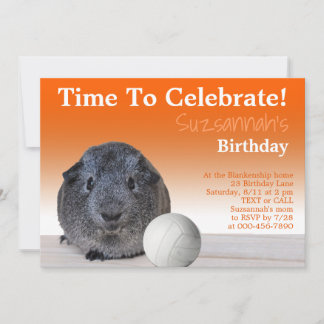 Niedliche Guinea Pig Volleyball Custom Geburtstags Einladung