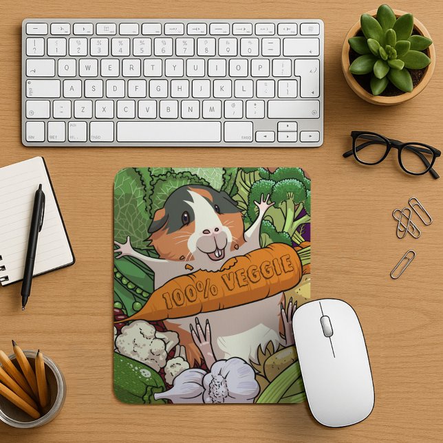 Niedliche Guinea Schwein 100% Veggie Carrot Cartoo Mousepad (Von Creator hochgeladen)