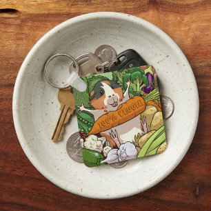 Niedliche Guinea Schwein 100% Veggie Carrot Cartoo Schlüsselanhänger