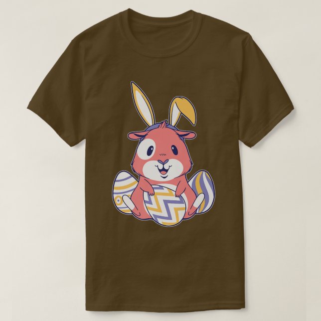 Niedliche Guinea Schwein in Ostern Bunny Kostüm mi T-Shirt (Design vorne)