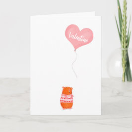 Niedliche Guinea Schwein mit Ballon Valentinstag-K Karte